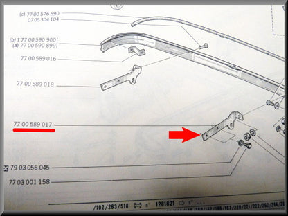 Bumpersteun links achter – Renault 12 – OEM 7700589017