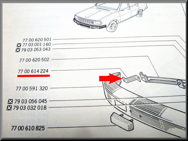 Bumpersteun voorzijde rechts – Renault 12 – OEM 7700614224