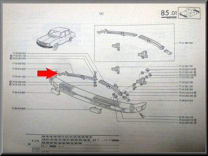 Bumpersteun voorzijde rechts – Renault 12 – OEM 7700614224