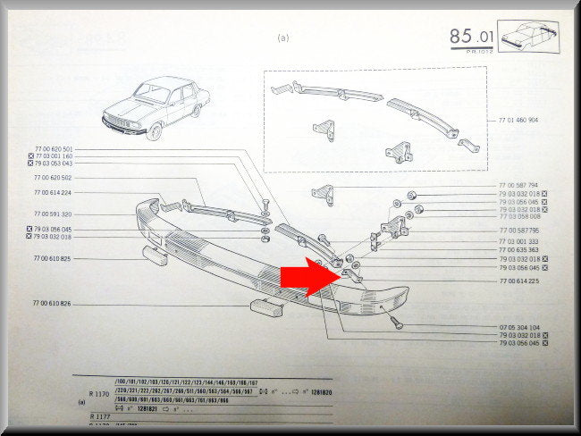 Bumper support front left – Renault 12 – OEM 7700614225