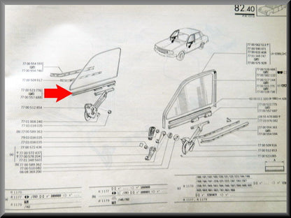 Profilé de vitre avant droit – Renault 12 – OEM 7700557688