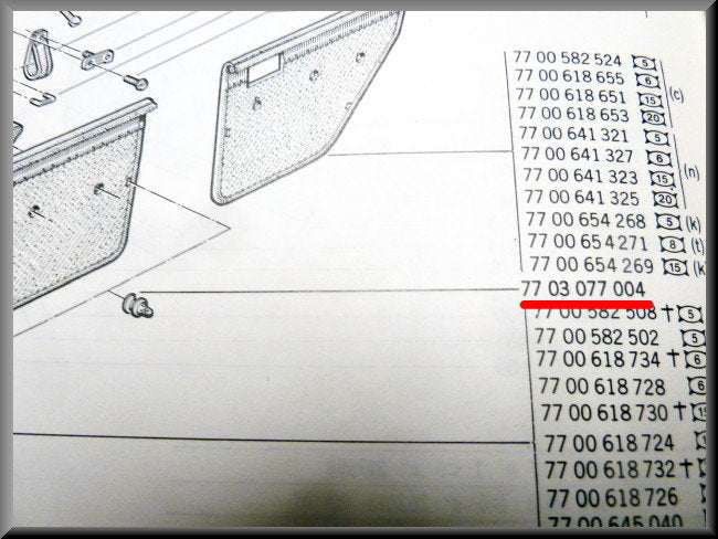Bevestigingsclip deur bekleding – Renault 12 – Renault 16 - Renault 10 -  OEM 7703077004