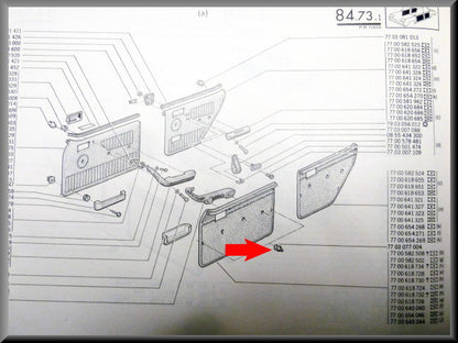 Bevestigingsclip deur bekleding – Renault 12 – Renault 16 - Renault 10 -  OEM 7703077004
