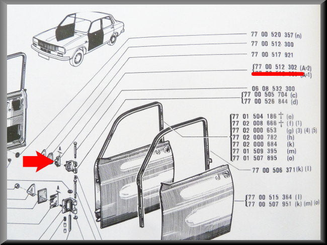 Filler plate upper door hinge (2mm) – Renault 12 – OEM 7700512302