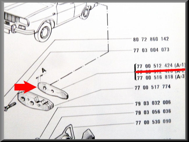 Opvulplaat slotvanger (1mm) – Renault 12 – OEM 7700512424