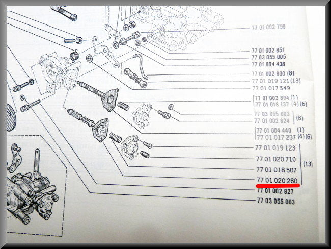 Kit de réparation membrane de starter – Renault 16 – OEM 7701020280A
