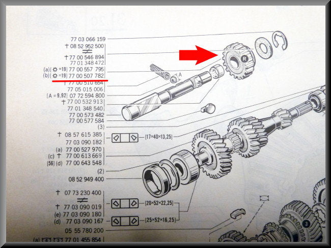 Reverse gear (19 teeth) – Renault 12 – Renault 16 - OEM 7700507782