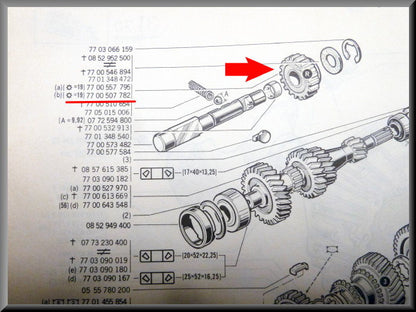 Reverse gear (19 teeth) – Renault 12 – Renault 16 - OEM 7700507782