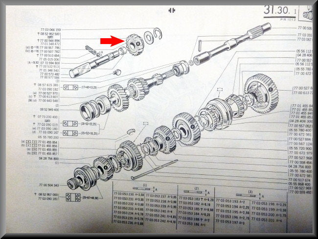Reverse gear (19 teeth) – Renault 12 – Renault 16 - OEM 7700507782