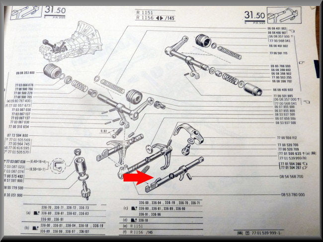 Reverse gear axle – Renault 16 – OEM 7701504266