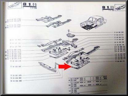 Bodembalk links – Renault 12 – OEM 7700504212