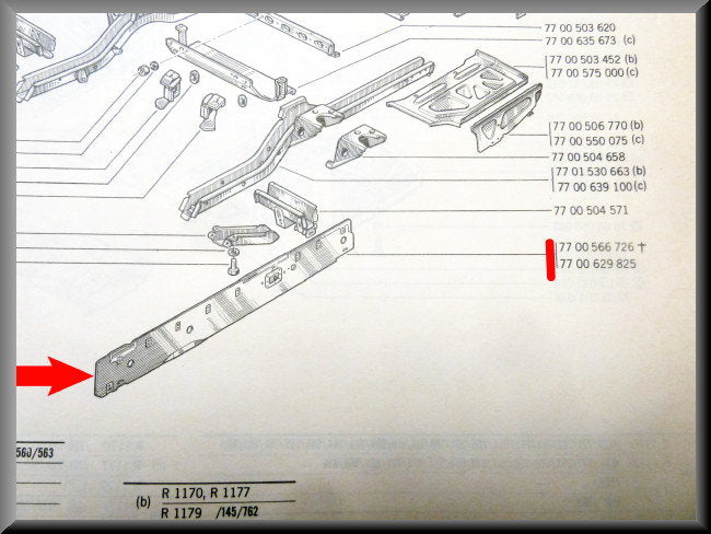 Longeron intérieur gauche – Renault 12 – OEM 7700629825