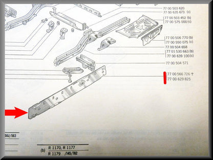 Longeron intérieur gauche – Renault 12 – OEM 7700629825