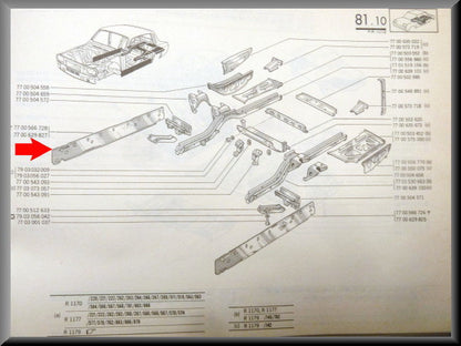 Longeron intérieur droit – Renault 12 – OEM 7700629827