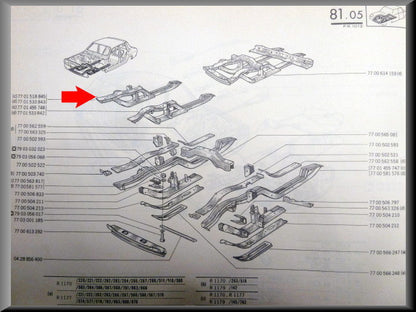 Chassis beam complete right – Renault 12 – OEM 7701518845
