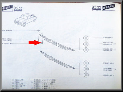Fixation avec cheville pour enjoliveurs d'aile arrière – Renault 12 – Renault 16 - OEM 7703072153