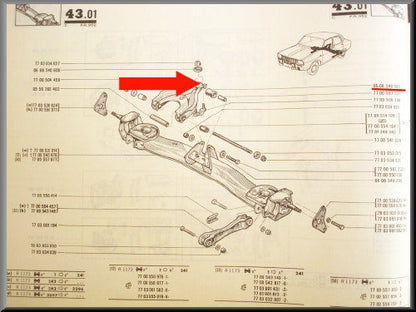Silentbloc de bras tiré de train arrière (avec tube) – Renault 12 – Renault 15 - Renault 17 -  OEM 0608540900A