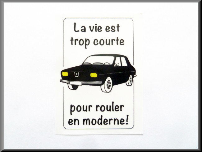 Inner window car sticker "la vie est trop court" – Renault 12