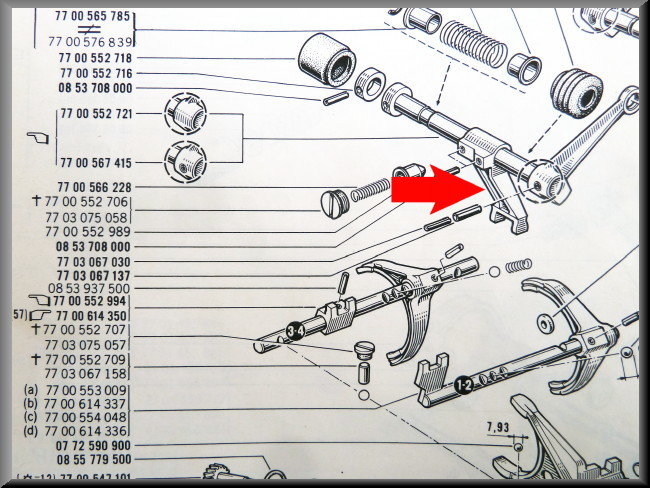 Centrale schakelvork (5 bak) – Renault 16