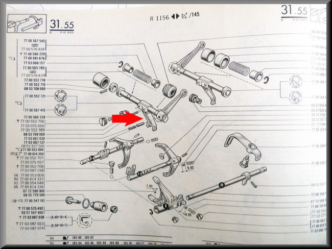 Centrale schakelvork (5 bak) – Renault 16