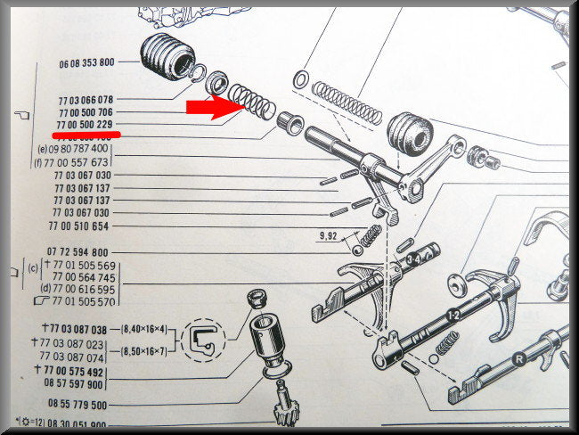 Schakelas veer (4 bak) – Renault 16 – OEM 7700500229
