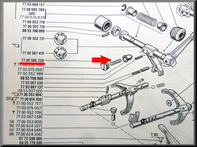Spring blocking pawl reverse gear (5-speed) – Renault 16 – OEM 7700566228