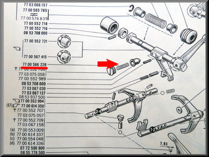 Spring blocking pawl reverse gear (5-speed) – Renault 16 – OEM 7700566228