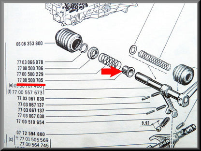 Opsluitbus schakelas veer (4 bak) – Renault 16 – OEM 7700500705