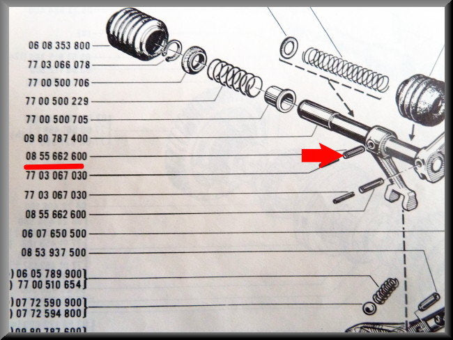 Central gear shift fork lock pin (4-speed) – Renault 16 – OEM 0855662600