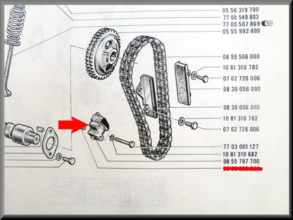 Tendeur de chaîne de distribution – Renault 12 Gordini – Renault 16 - Renault 15 - Renault 17 - OEM 7700578994 / 0855797700