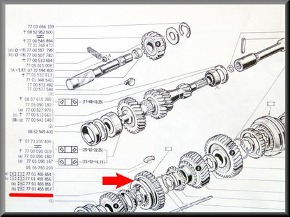 Reverse gear with synchro hub (37 teeth) – Renault 12 – Renault 16 - OEM 7701455857A