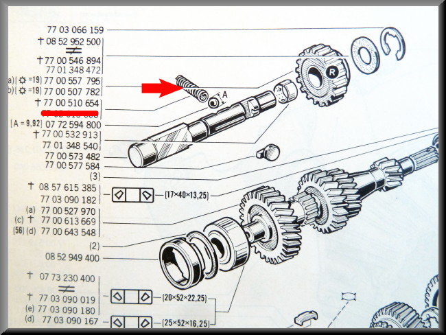 Veer blokkeer inrichting versnellingen – Renault 12 – Renault 16 - OEM 7700510654
