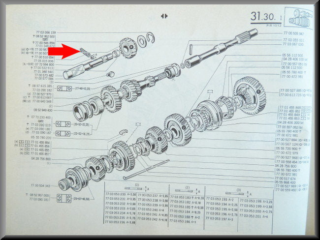 Veer blokkeer inrichting versnellingen – Renault 12 – Renault 16 - OEM 7700510654