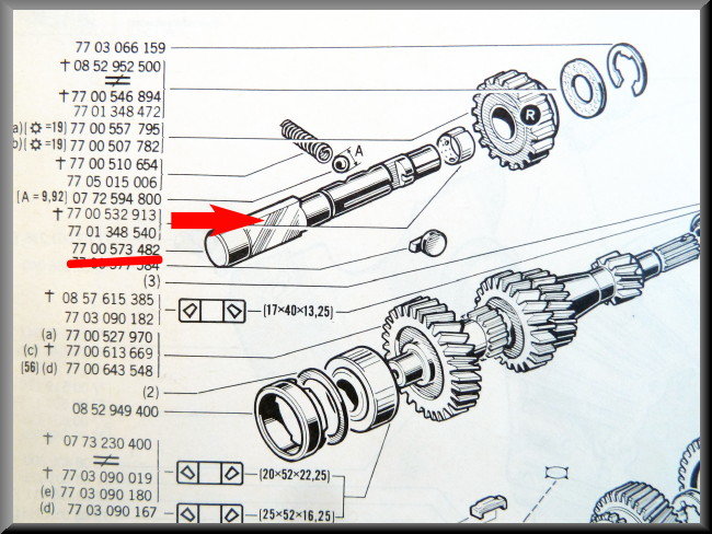 As achteruit tandwiel – Renault 12 – Renault 16 - OEM 7700573482