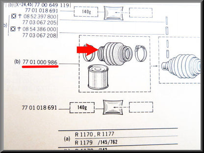 Driveshaft boot (Inner diameter: 53mm. Length: 125mm) – Renault 12 – Renault 15 - Renault 16 - Renault 17OEM 7701000986