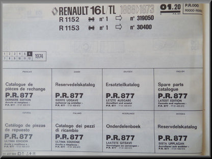P.R. 877 laatste editie – Renault 16 TL, L