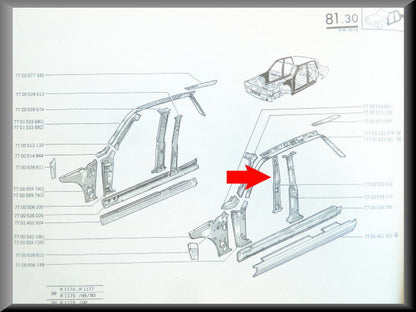 Montant B intérieur gauche – Renault 12 – OEM 7700539612