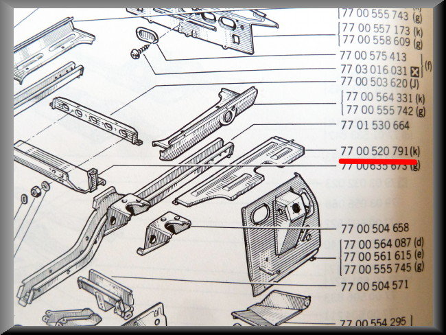 Vloerplaat links Break – Renault 12 – OEM 7700520791