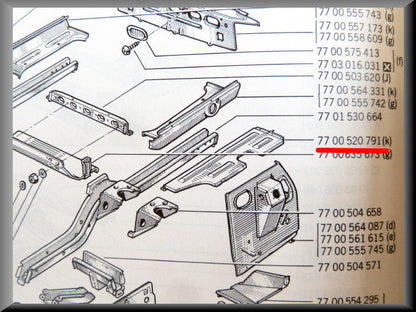 Vloerplaat links Break – Renault 12 – OEM 7700520791