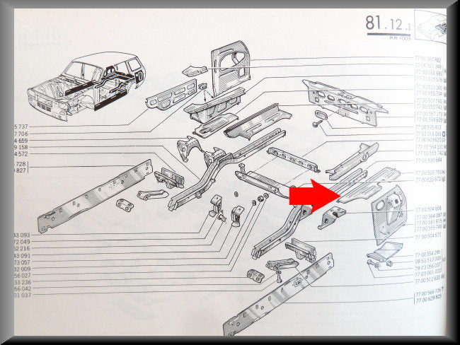 Vloerplaat links Break – Renault 12 – OEM 7700520791