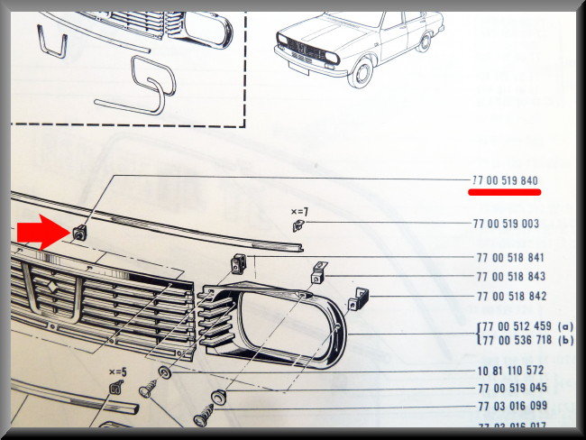 Grille clamp – Renault 12 – OEM 7700519840