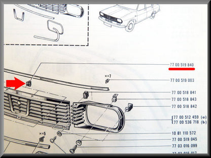 Grille clamp – Renault 12 – OEM 7700519840