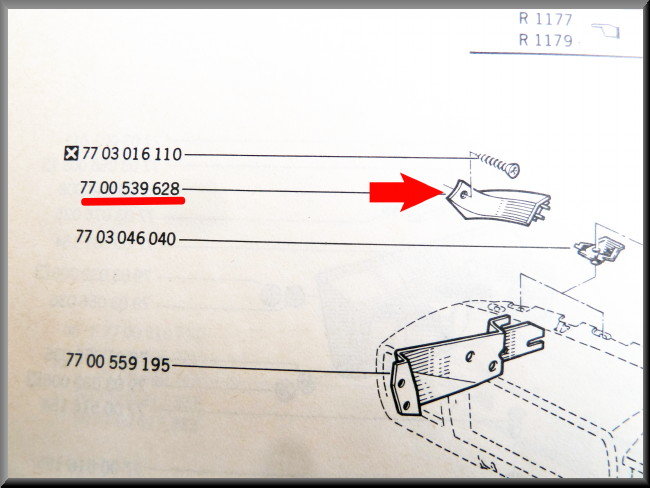 Hoekstuk links ventitatierooster (plastic) – Renault 12 – OEM 7700539628