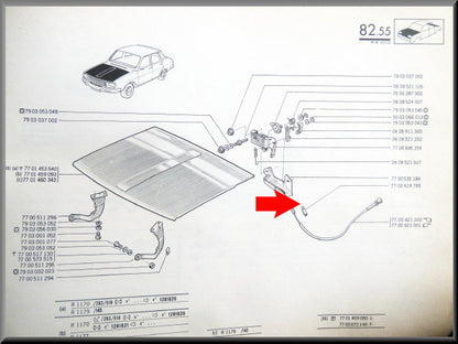 Guide bonnet cable – Renault 12 – Renault 5 - Renault 18 - OEM 7700619765