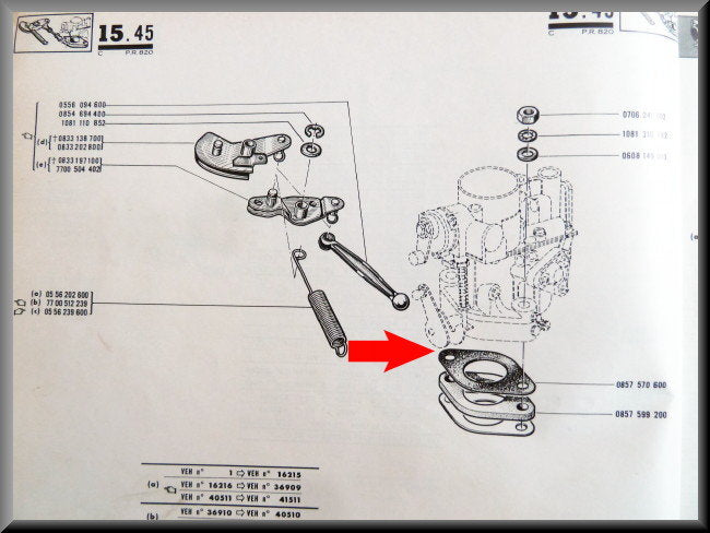 Carburateurvoet pakking – Renault 16 (1150) – OEM 0857570600