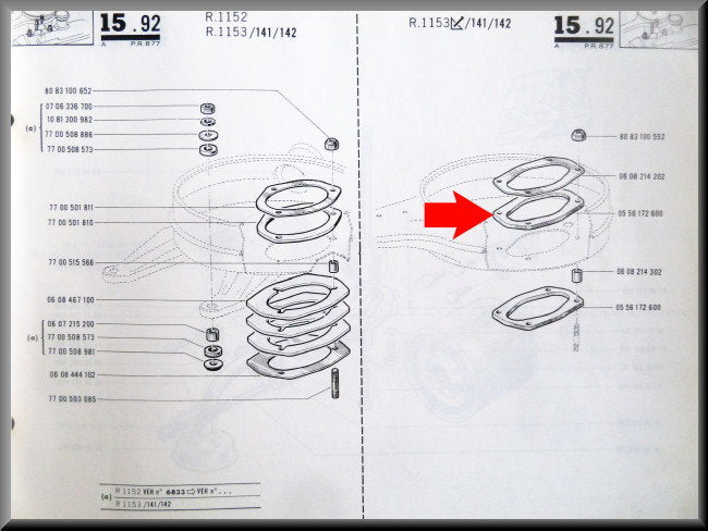 Rubber gasket between carburetor and air filter – Renault 16 TL – OEM 0556172600