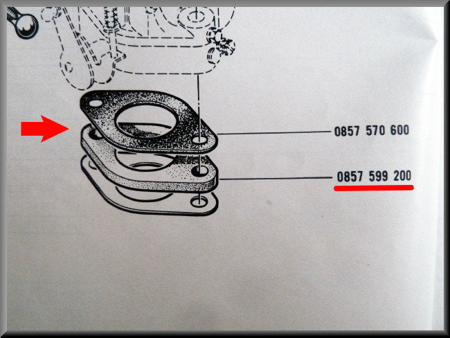 Carburettor base insulating plate gasket (without gasket) – Renault 16 (1150) – OEM 0857599200
