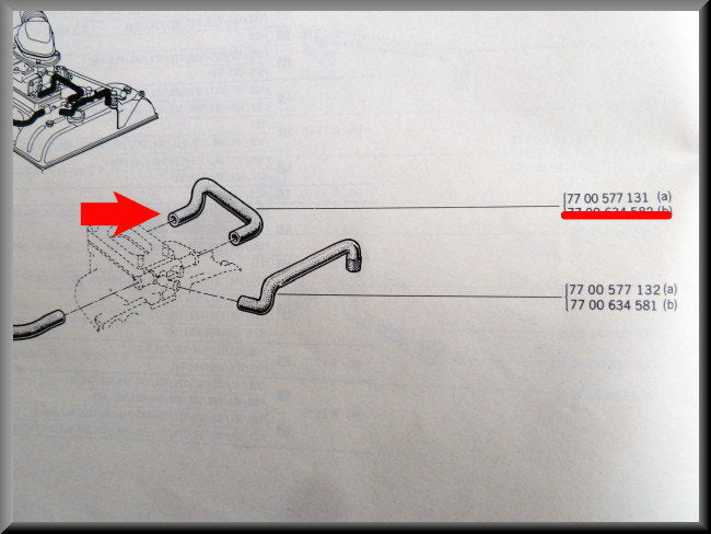 Carburateur koelslang – Renault 12 TS – OEM 7700577131