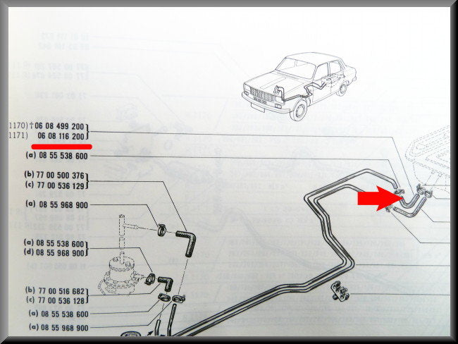 Fuel tank hose and Renault 12 - Renault 12 Gordini – Renault 15 - Renault 17 -OEM 0608116200
