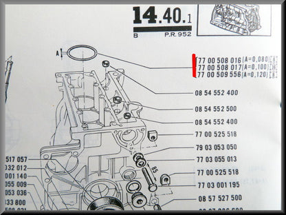 Voetpakking cilindervoering – Renault 12 Gordini –  – Renault 15 - Renault 17 - Renault 16 - OEM 7700508016 / 7700508017 / 7700509556